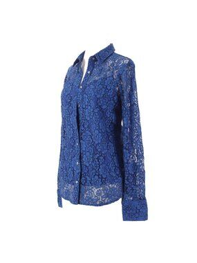 J Crew Top $120 Sz 10 Royal Blue Lace 2 Piece Sheer Cotton Polyamide Top
